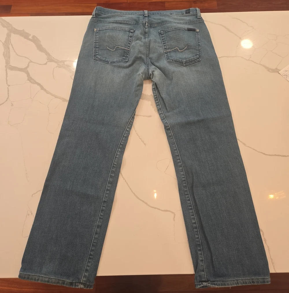7 For All Mankind Carsen Mens Straight Leg Stretch Blue Jeans Mens 34 Short